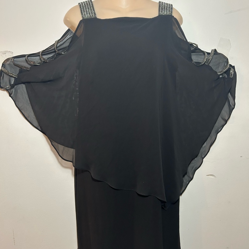 MSK Black Chiffon Cold Shoulder Dress